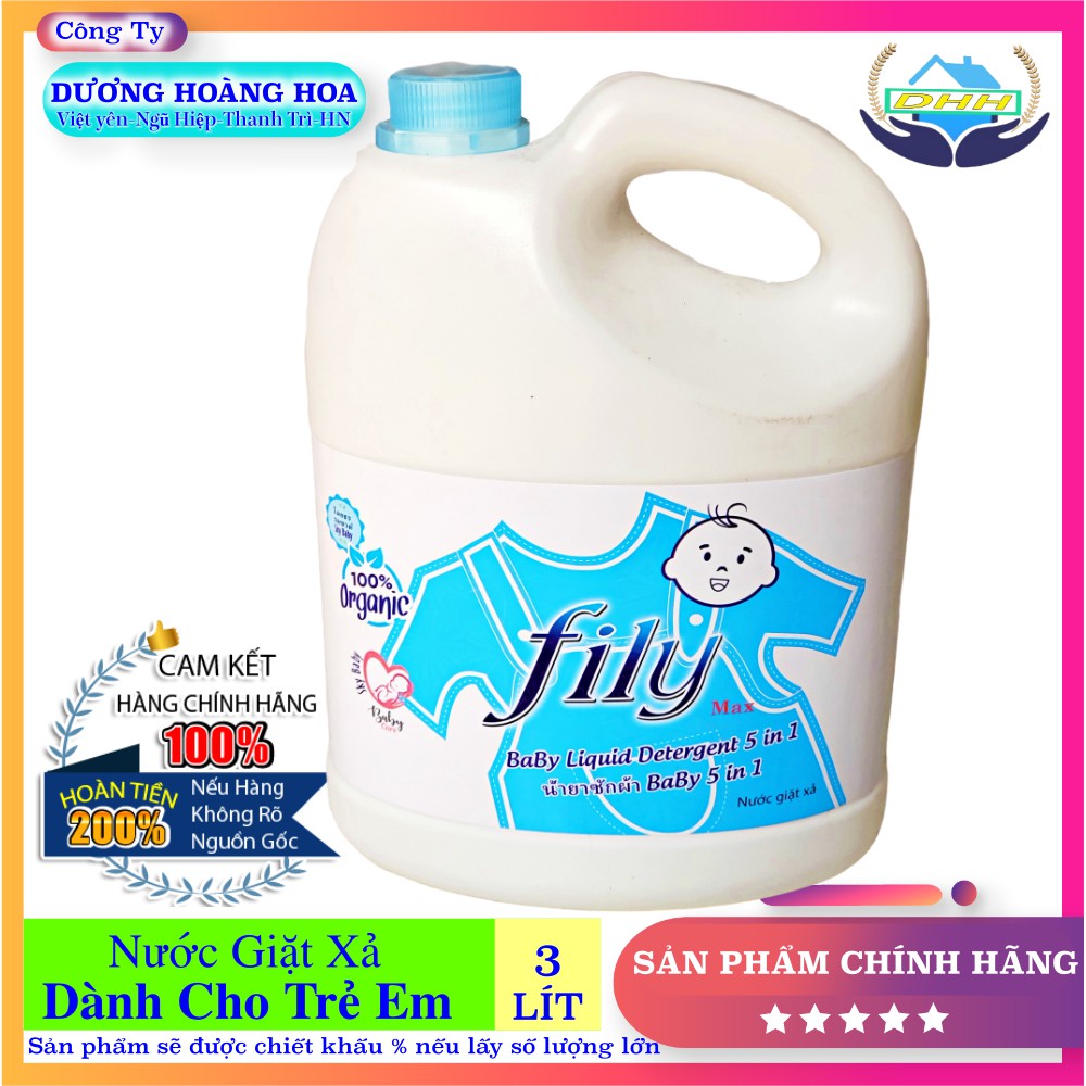 Nước Giặt Trẻ Em Thái Oganic An Toàn - Sạch Nhanh - Bảo Vệ Sợi Vải fily 3000ML
