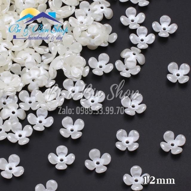 30 Hoa Sen Đá 4 Cánh 17mm Làm Trâm Cài Tóc, Làm Phụ Kiện Hoa Cưới