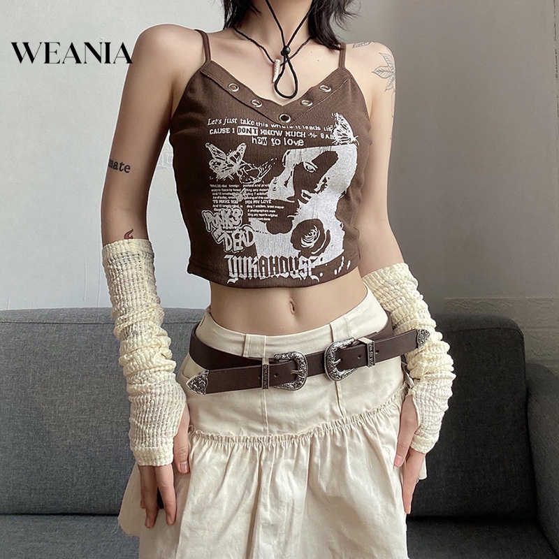 Áo Tank Top Hở Lưng In Chữ Phong Cách Đường Phố Cá Tính Cho Nữ