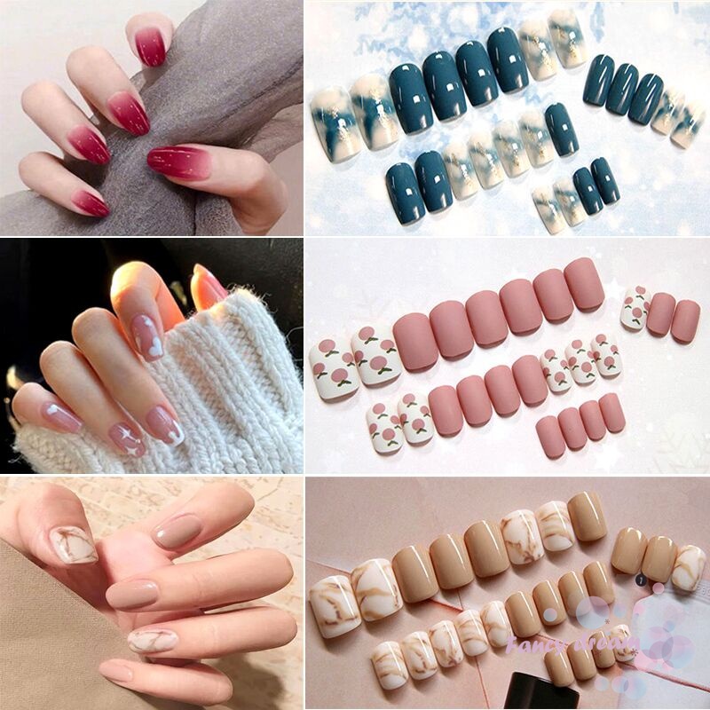 [Hàng mới về] Set 24 móng tay giả họa tiết da báo màu đen kèm keo dán