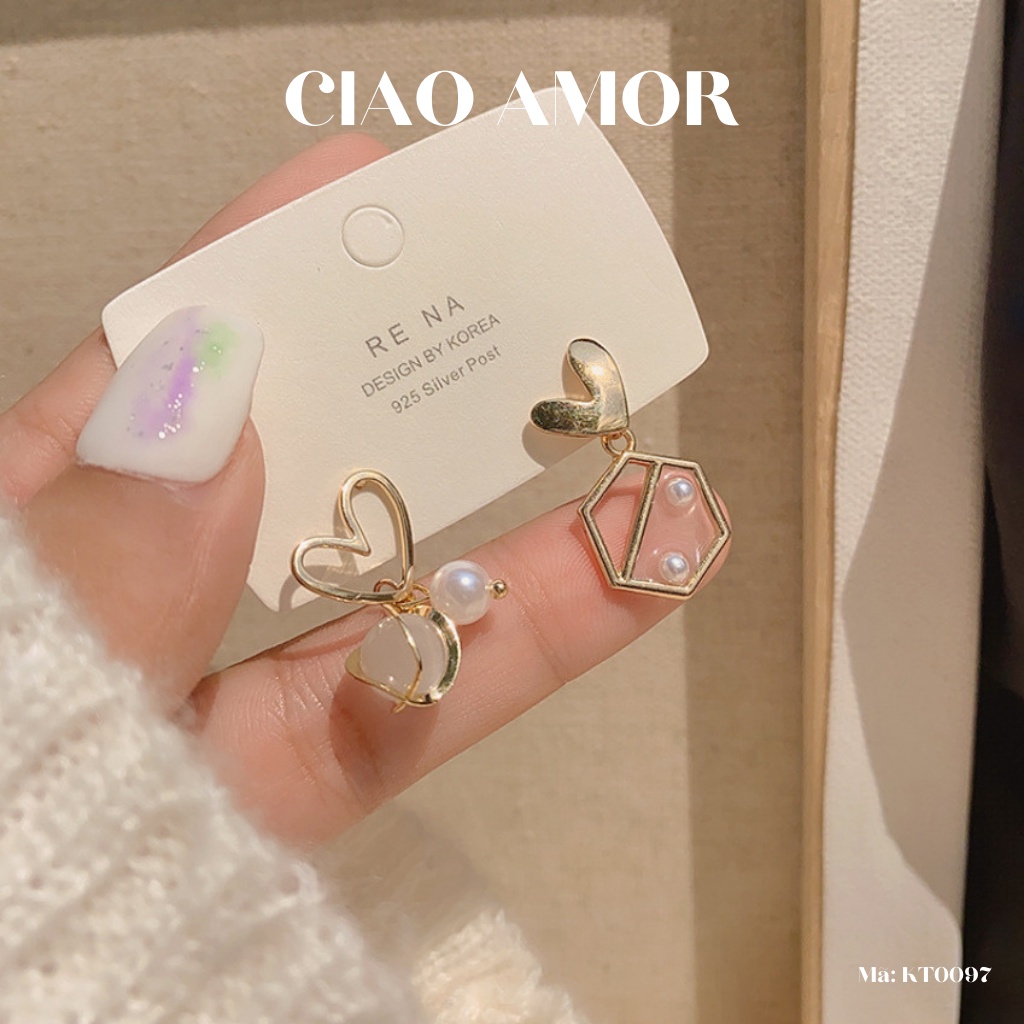 Khuyên tai nữ, Bông tay trái tim tiểu thư trang sức Ciao Amor - KT0097