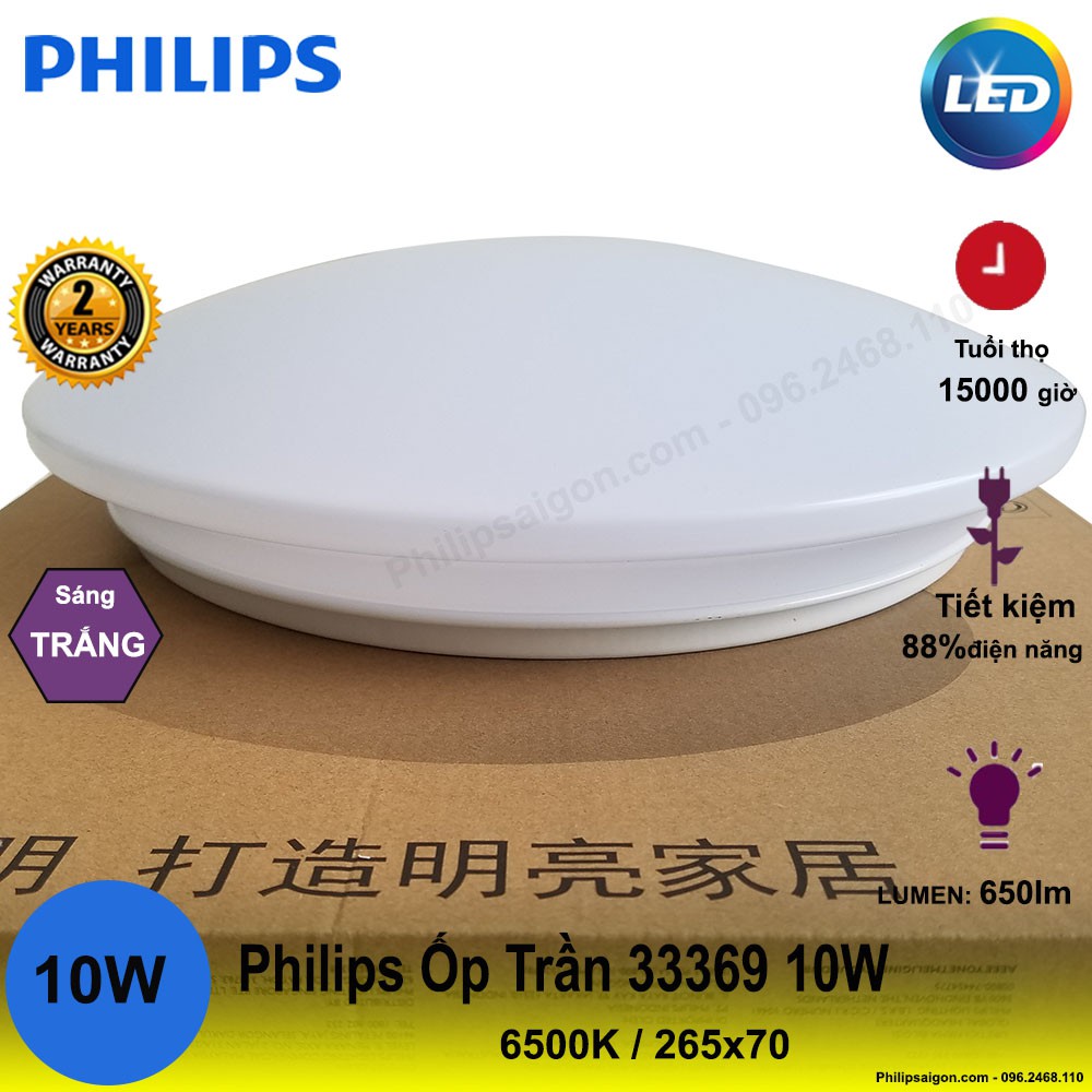 ĐÈN ỐP TRẦN Philips 33369 10W PHILIPS ( ánh sáng trắng)- bảo hành 24 tháng