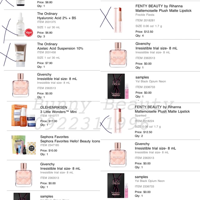 Vial Sample nước hoa minisize các hãng Bunny Beauty hàng đủ bill Sephora US