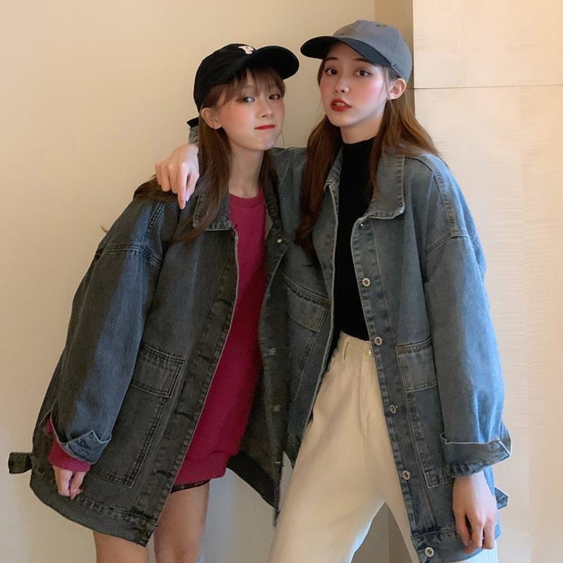Freeship Áo Khoác Bò Form Thụng Hai Màu Basic
