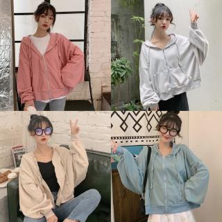 Áo có mũ trùm đầu Áo dài tay Áo khoác có dây kéo Cardigan màu trơn