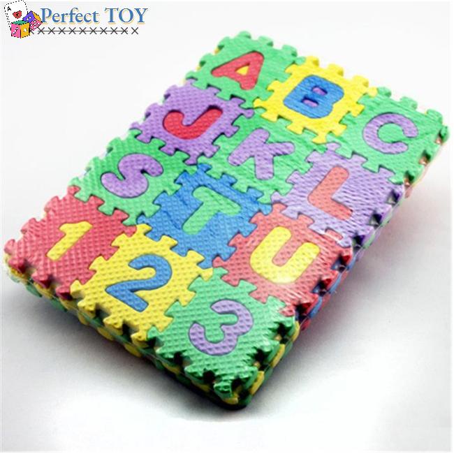 Set 36 Tấm Thảm Xốp Lót Sàn In Chữ & Số Hoạt Hình Vui Nhộn Cho Bé