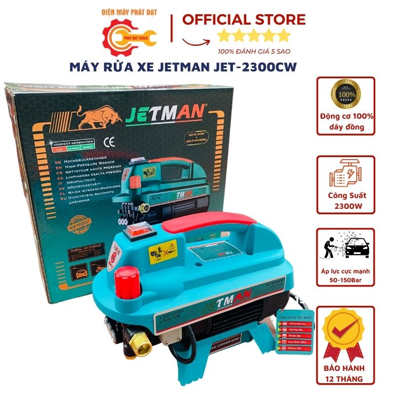 Máy Rửa Xe Cao Áp JETMAN JET-2300CW-Công Suất Lớn 2300W-Đầy Đủ Phụ Kiện,Tặng Kèm Bình Bọt Tuyết Mini