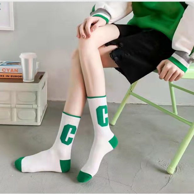 1 Đôi Tất cotton Thoáng Khí Họa Tiết Sọc Caro Phong Cách Hàn Quốc