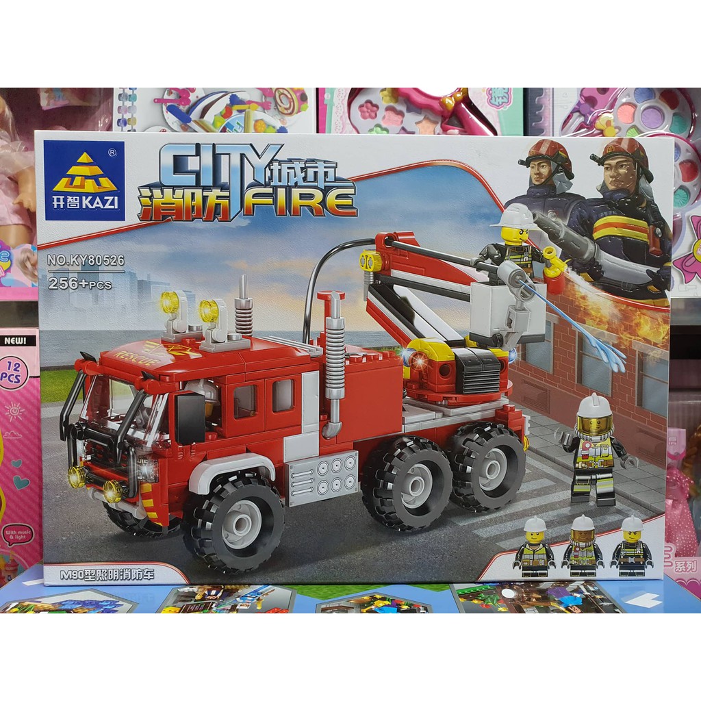 Hộp lê gô lắp ghép mô hình xe ô tô cứu hỏa CITY FIRE KY80526