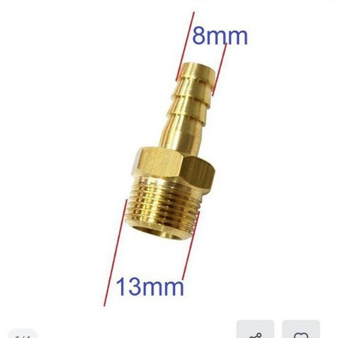 Ren ngoài 13mm đuôi chuột nối ống mềm phi 6, 8,10, 12mm