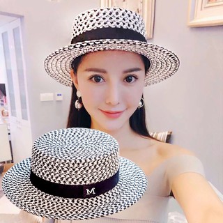 Mũ cói lưới rộng vành cao cấp đi biển nón cói mùa hè chữ M