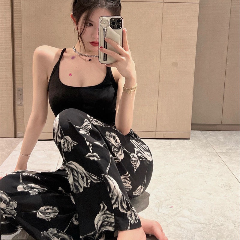 Quần Ngủ Dài Ống Đứng In Họa Tiết cherry Thời Trang Mùa Thu Phong Cách Hàn Quốc Cho Nữ