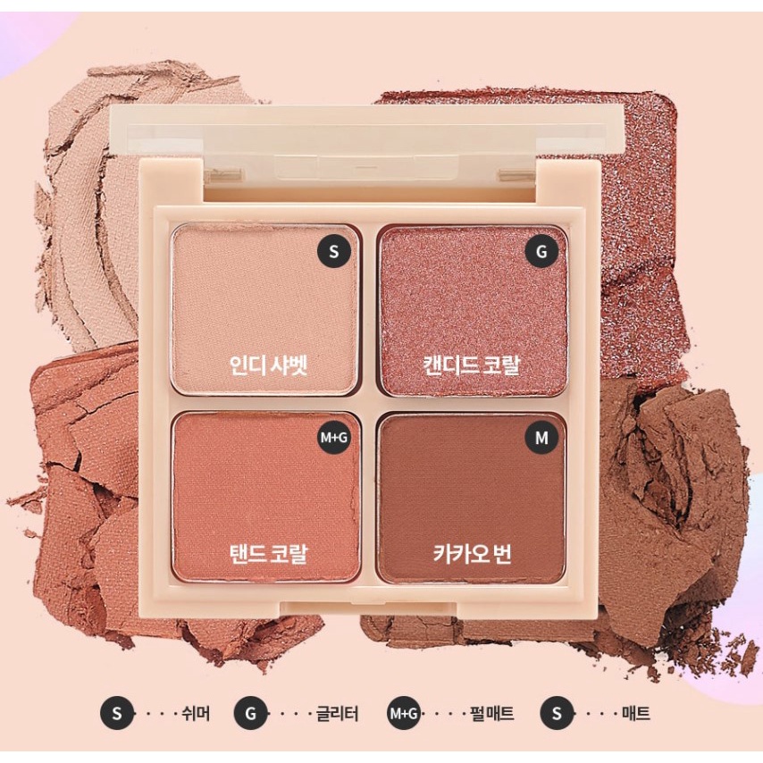 Phấn mắt 4 màu Hàn quốc Holika Holika Nudrop Shadow Palette chống thấm nước lâu trôi - 6g