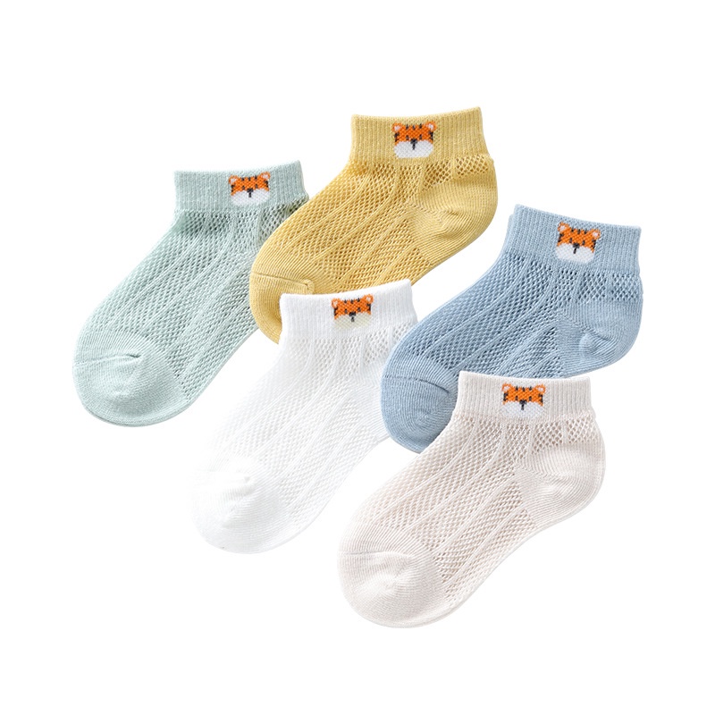 Set 5 Đôi Vớ Cotton Mỏng Họa Tiết Hoạt Hình Dễ Thương Cho Bé