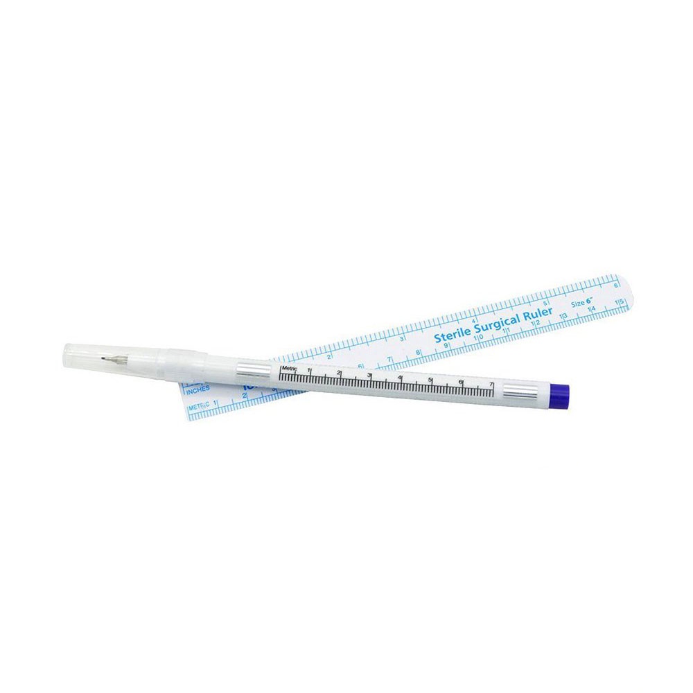 Sterile Pen- Bút kèm thước vô trùng đánh dấu vết mổ phẫu thuật thẩm mỹ không trôi- Bút tiệt trùng phun xăm tattoo