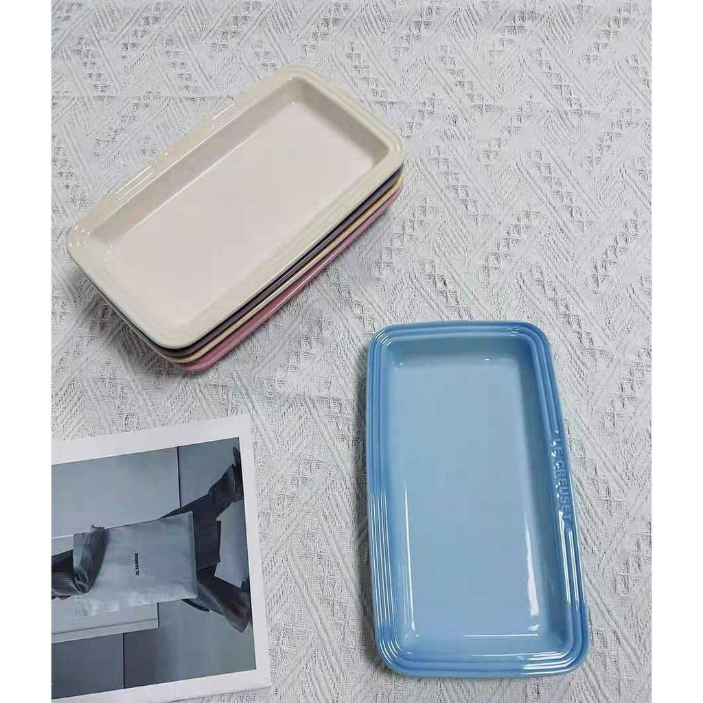 Khay sứ chữ nhật Le creuset  dài 25cm, cao 2.9cm trang trí món ăn,decor trang trí dùng cho quán cafe nhà hàng，