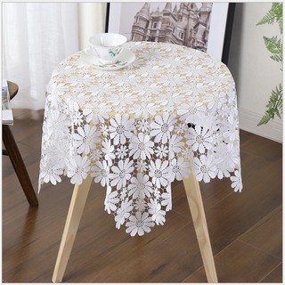 Khăn trải bàn decor-Khăn trải bàn ren hoa trắng cho bàn tròn, bàn vuông, bàn chữ nhật trải bàn ăn, bàn tiệc sang trọng