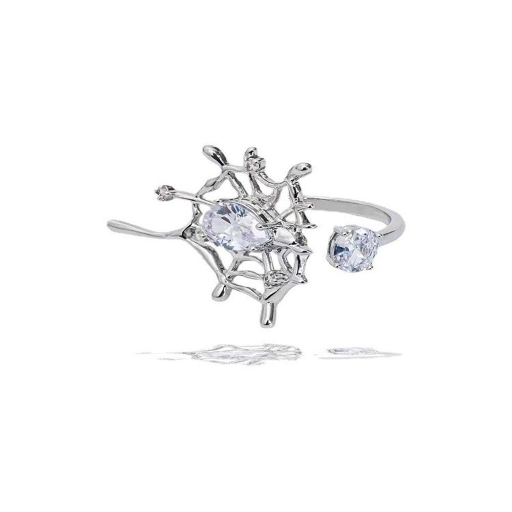 Mới Nhẫn Hở Hình Mạng Nhện Đính Đá Zircon Sang Trọng Ngọt Ngào Cho Nữ