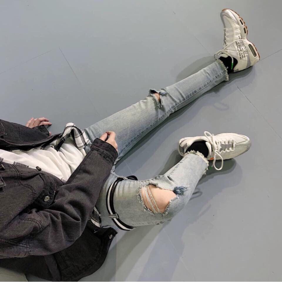 Quần jean nam rách gối baggy bò hàn quốc đẹp ống côn chuẩn body hàng cao cấp co giãn nhẹ kiểu vintage | BigBuy360 - bigbuy360.vn