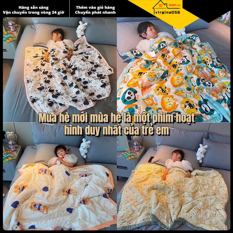 Có thể bán buôn Mùa hè Chăn đơn Phim hoạt hình Trẻ em Lụa lông bông mềm nhẹ Khăn trải giường Virgina056 Hàng giao ngay