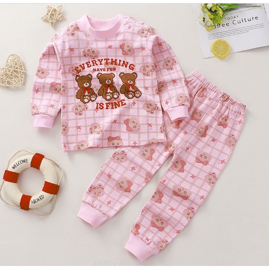 Bộ thu đông cho bé NINOKID1902 in hình ngộ nghĩnh cotton mềm và ấm, Bộ dài tay cho bé trai bé gái 1 2 3 4 tuổi