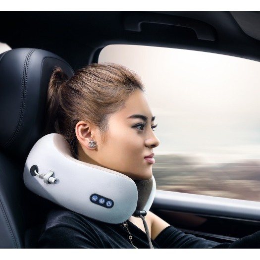 Thiết bị mát xa cổ vai gáy siêu xịn chất cao su non êm ái có đảo chiều, giảm đau mỏi vai cổ - Gối ngủ massage 2 trong 1