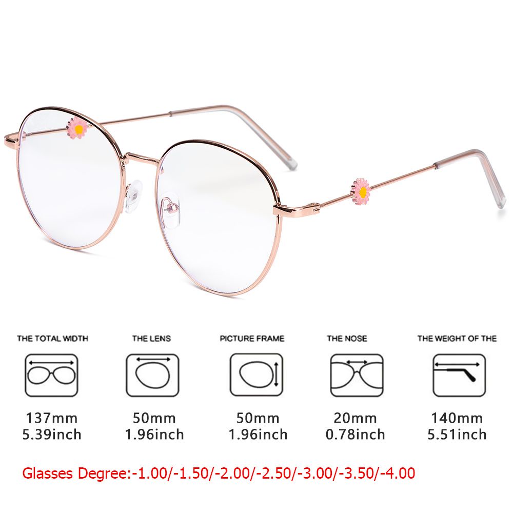 Mắt Kính Gọng Kim Loại Tròn Chống Tia UV Độ Phân Giải Cao 1.0~-4.0 Màu Sắc Cổ Điển