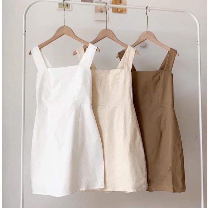 Váy yếm/ Váy hai dây minidress quai bản to lưng chun 2 lớp | BigBuy360 - bigbuy360.vn