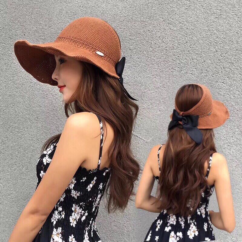 Mũ Cói Nón Cói Mềm Hở Chóp Nơ Sau Đi Biển Siêu HOT Bin Sports M002