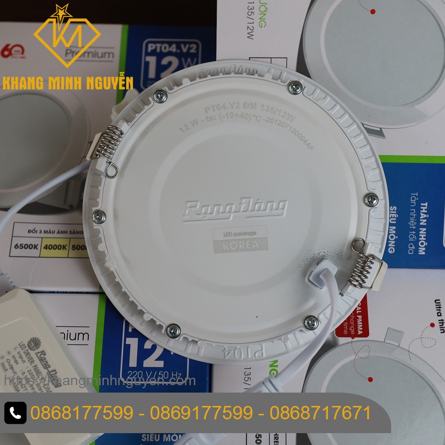 [Đèn đổi màu] Đèn LED Panel âm trần (Downlight) RẠNG ĐÔNG PT04 V2 ĐM 135/12W đổi màu ánh sáng trắng - vàng - trung tính