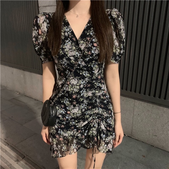 Đầm Váy voan hoa vạt chéo rút dây, style ulzzang Hàn Quốc 🌻 Panny Boutique 🌻