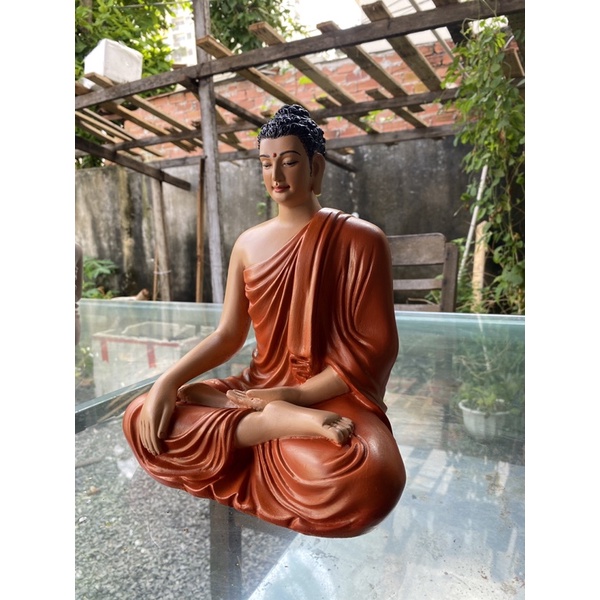 Tôn tượng Thích Ca phối áo màu cam 25cm