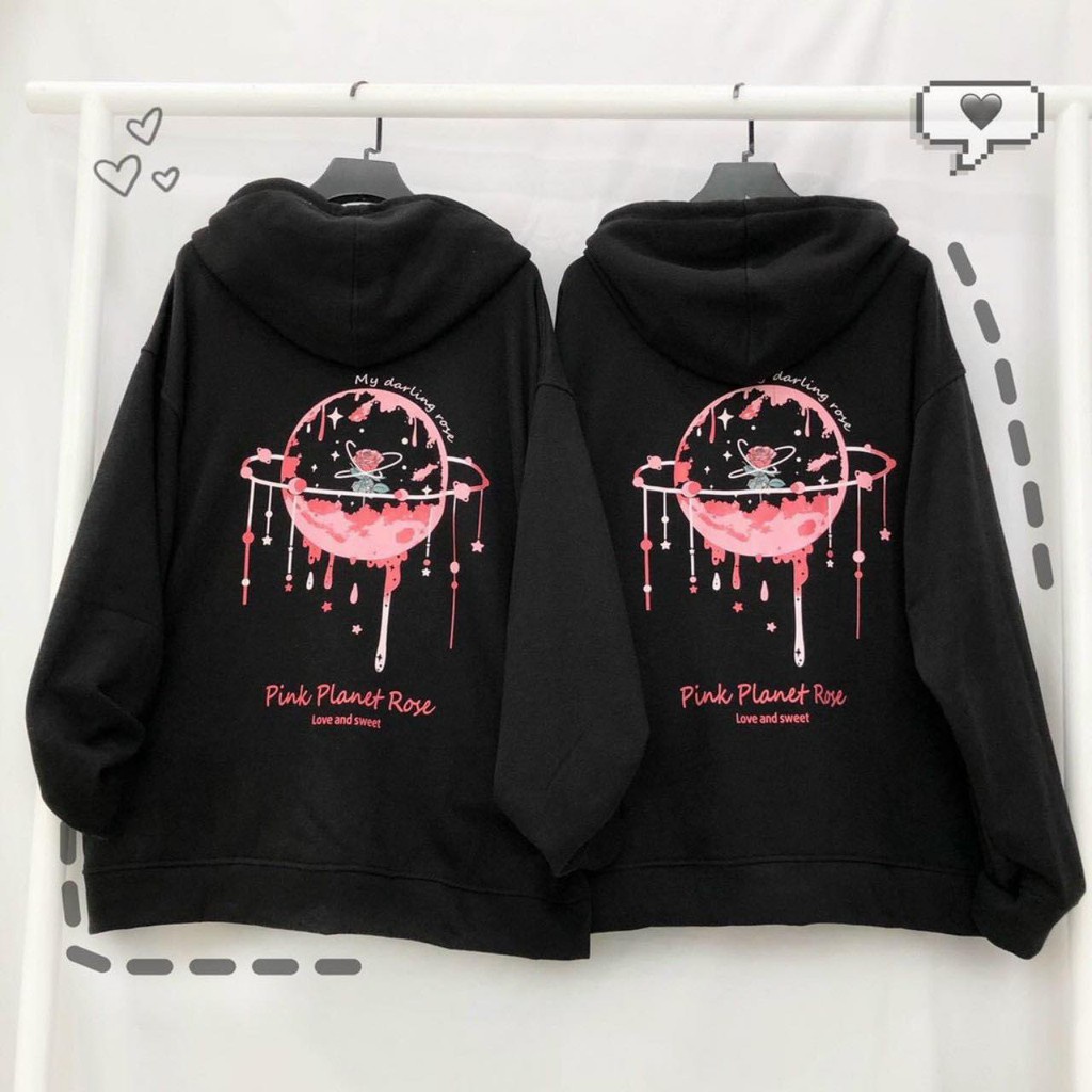 Áo khoác nỉ Hoodie PINK PLANTE ROSE Dây Kéo form rộng áo nỉ bông nữ Unisex - Life Unisex