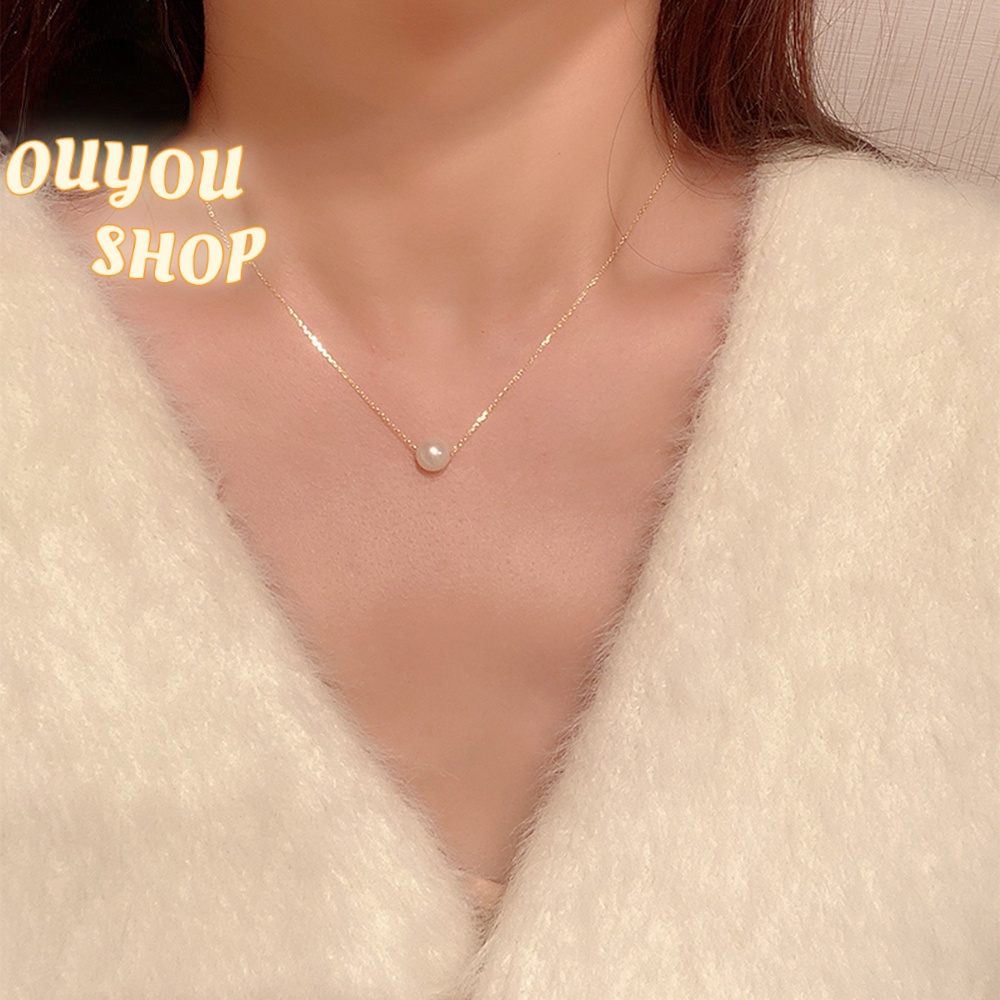 Vòng cổ Bạc Đính Ngọc Trai Đơn Giản Thời Trang Cho Nữ