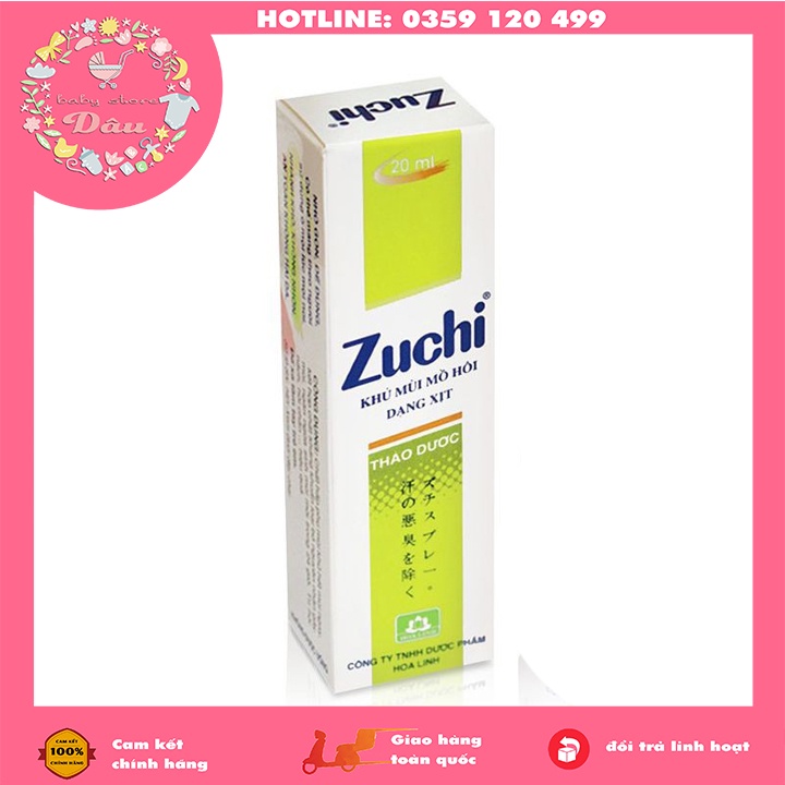 Xịt khử mùi hôi chân, hôi nách Zuchi chiết xuất thảo dược - chai 20ml