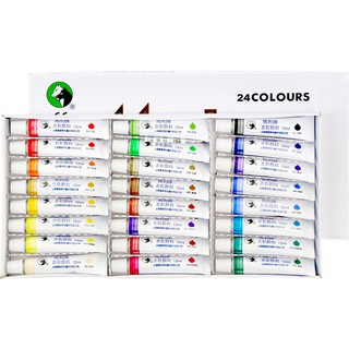 Màu nước Maries dạng tuýp 24 màu 12ml dành cho bé tâp vẽ, học sinh, sinh viên