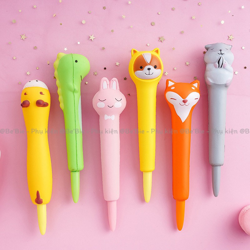 Bút bi mực nước học sinh thân mút mềm hình thú, Bút bi cute BeBie - BP142