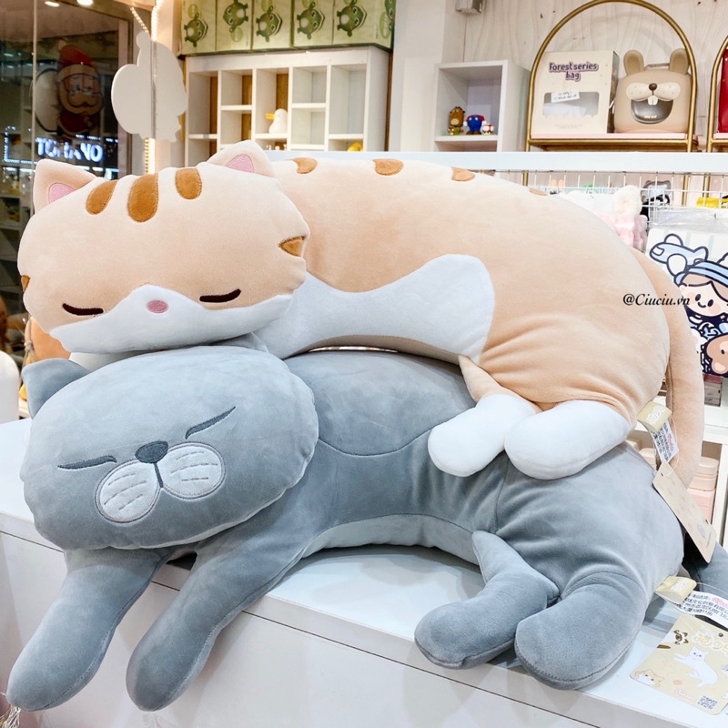 Mèo bông dễ thương gối đầu ôm cổ - Ảnh thật shop chụp