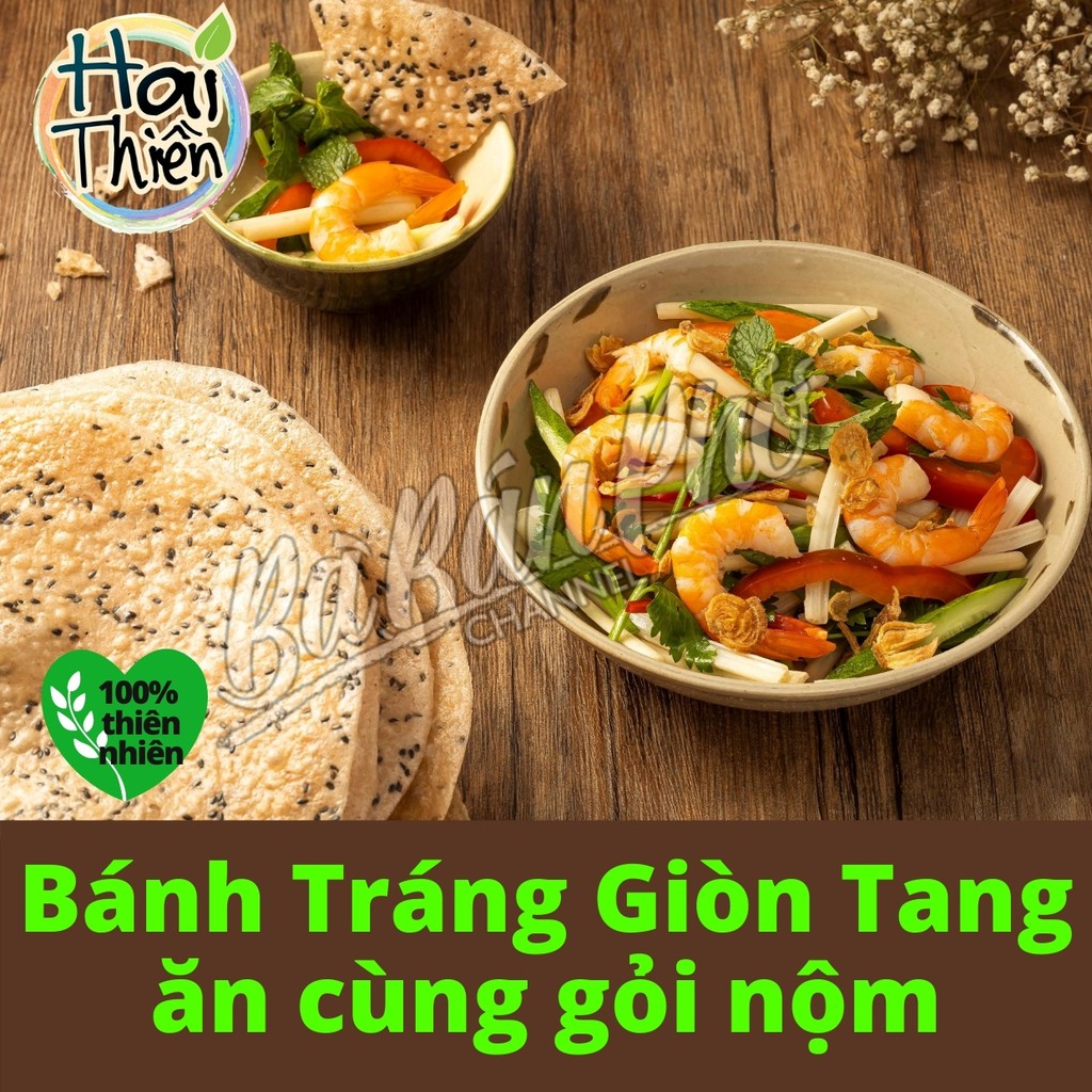 Bánh Tráng Nướng Mè Gạo Lứt - HAI THIỀN - Gạo Lứt Thật - Giòn Rụm - Không Phẩm Màu - Không Phụ Gia - Gói 3 cái 22cm tròn