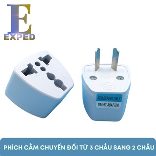 [FreeShip] Đầu chuyển đổi phích cắm điện 3 chấu sang 2 chấu loại chân dẹt tiêu chuẩn mỹ