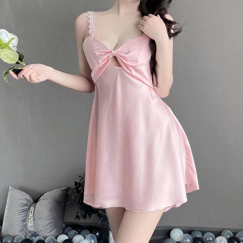 Đồ ngủ Hai Dây Vải Satin Phối Ren Quyến Rũ Thời Trang Cho Nữ