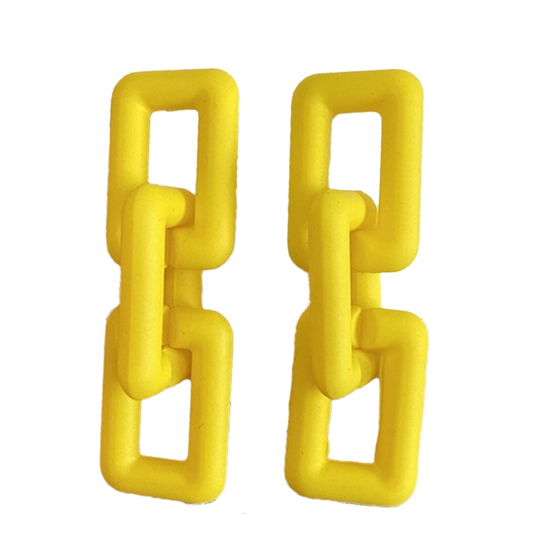 Bông Tai Dạng Dây Xích Dày Mặt Hình Chữ Nhật Nhiều Màu