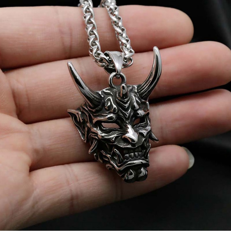 Dây Chuyền Nam Nữ Vòng Cổ Titan Loki Accessories Samurai Mặt Quỷ Cho Màu Bạc Titan Chất liệu Không Gỉ - Samurai