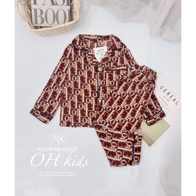 Bộ pijama sành điệu bé trai  - Bộ pijama lụa hàn cao cấp cho bé