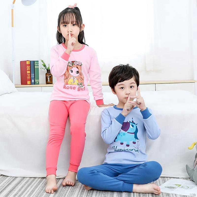 Bộ Pijama Dài Tay+Quần Dài In Họa Tiết Hoạt Hình Cho Bé