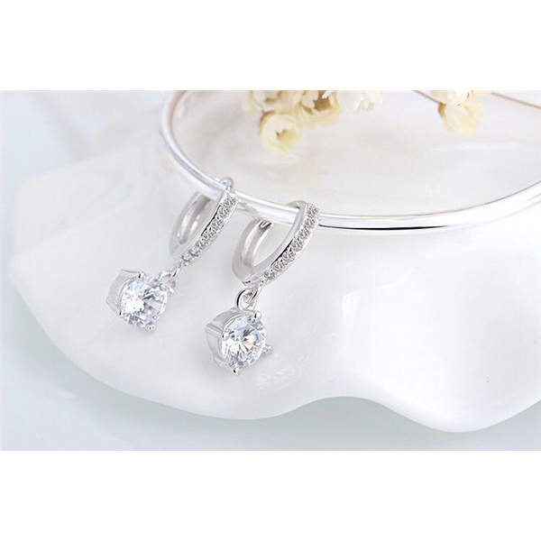 Bông tai AKING LUXURY AK11 cao cấp, Khuyên tai bạc đính đá sang trọng, có nhiều màu đá. Bông tai bạc mới nhất 2021