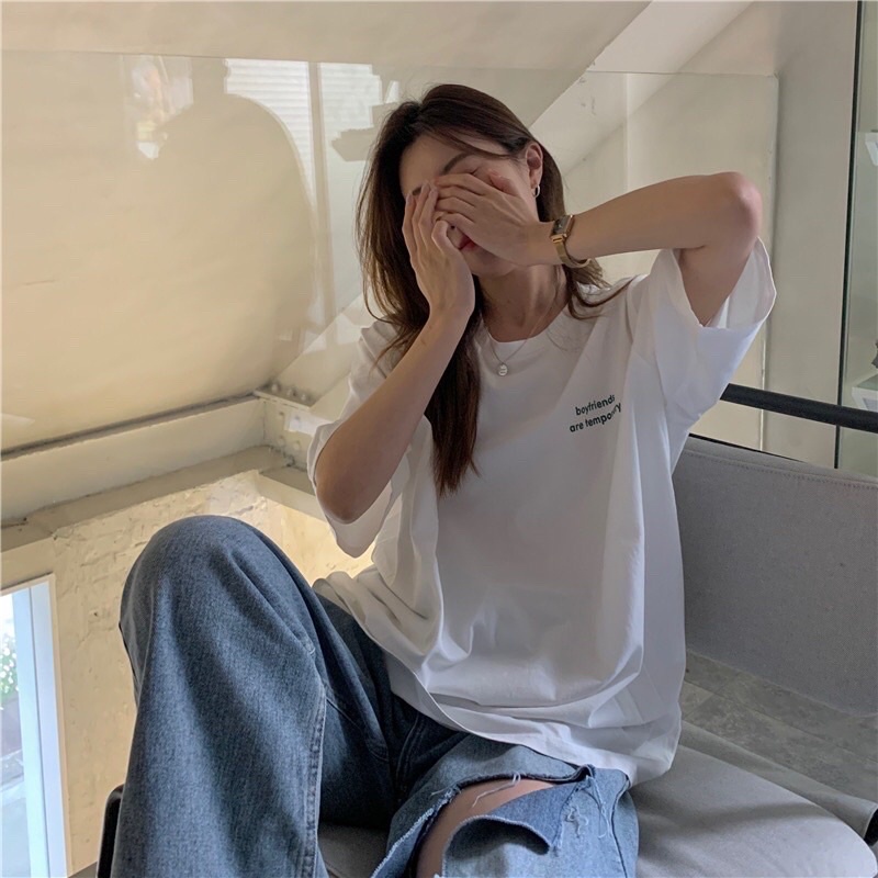 [ Rẻ vô địch ] Áo thun cotton tay lỡ dáng rộng unisex - Boyfriend