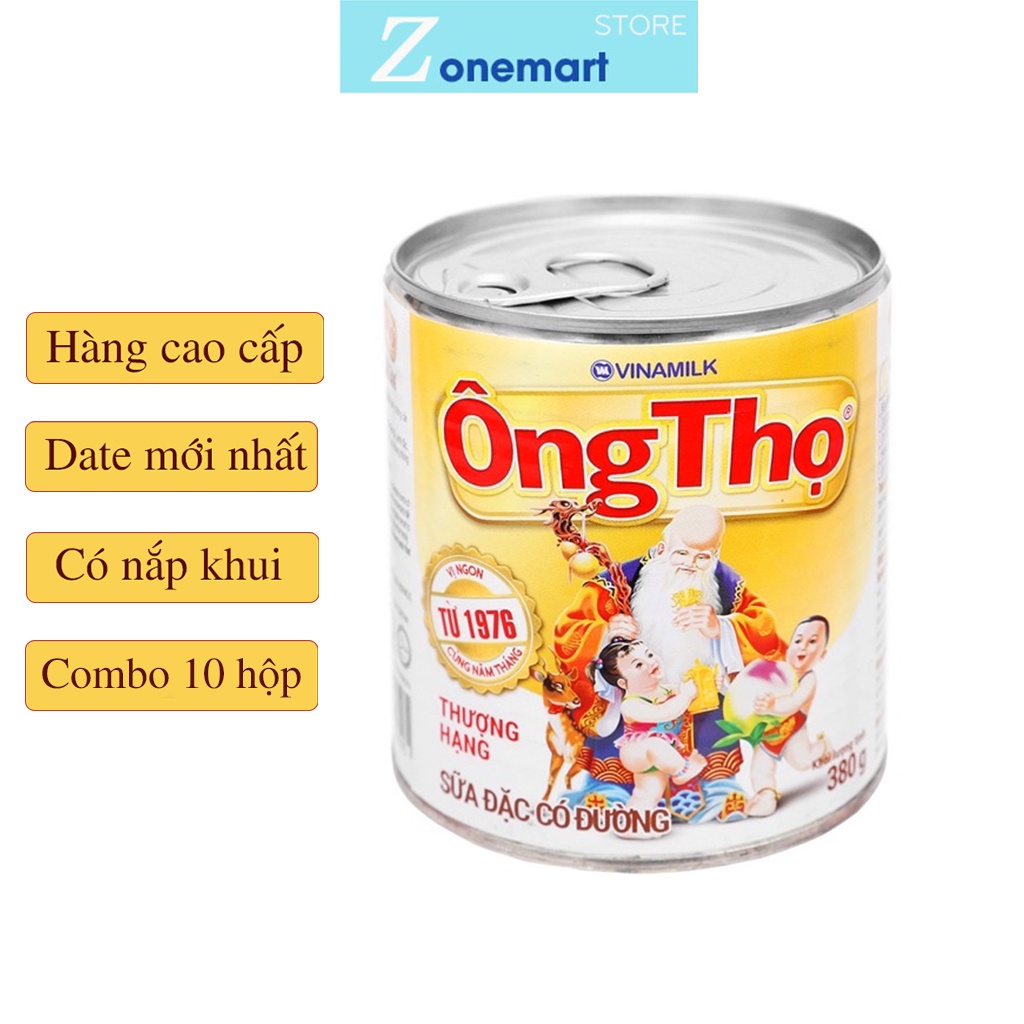 10 hộp sữa ông thọ vinamilk lon màu trắng bật nắp