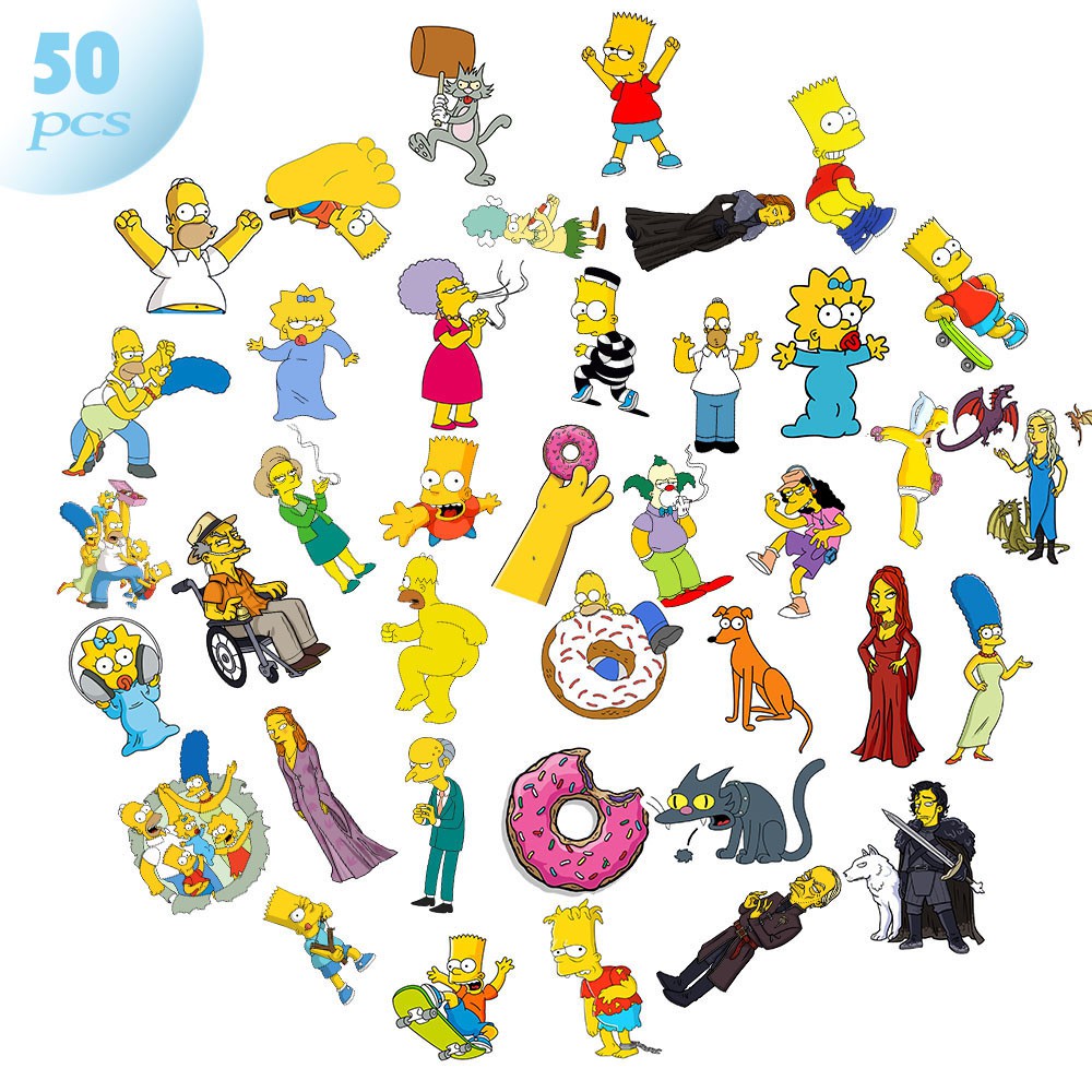 Set of 50 Cartoon Waterproof Simpson Stickers