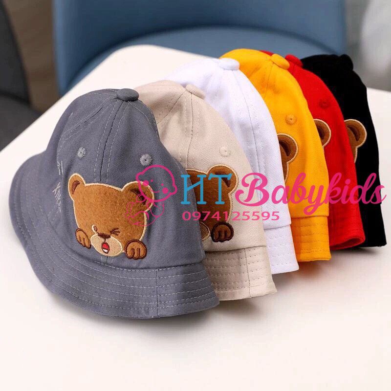 [ LAST SALE ]  Nón Rộng Vành Chống Nắng Cho Bé Họa Tiết Hình Gấu Đáng Yêu